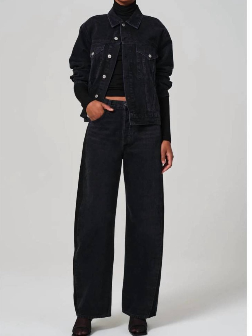 Citizens Of Humanity Jeans Ayla Barrel Baggy in Tuxedo Stripe Black